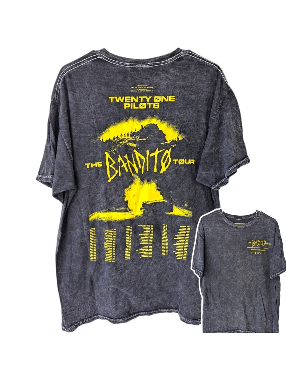 Twenty One Pilots Band T-Shirt Large Acid Wash Bandito Tour Graphic Tee 21x28.5